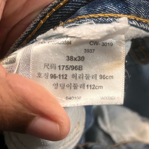 Levi's 505 Mens 38x30 Straight Fit Stonewash Blue Denim‎ Jeans Medium Wash - Picture 7 of 8